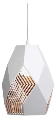 Hängeleuchte, Weiß mit Gold-Innenseite, Modern, Holz