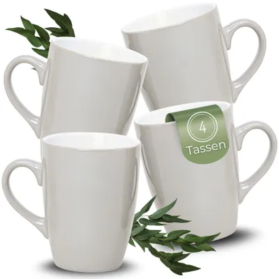 Image de Set de 4 tasses à café en céramique 340ml, tasses à thé en taupe