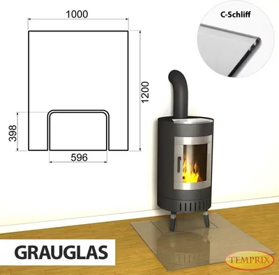 Produktbild von AKTION Kaminbodenplatte & Funkenschutzplatte - Funkenschutz für Kamin & Ofen - geteilte Saisonplatte Calgary - Grauglas