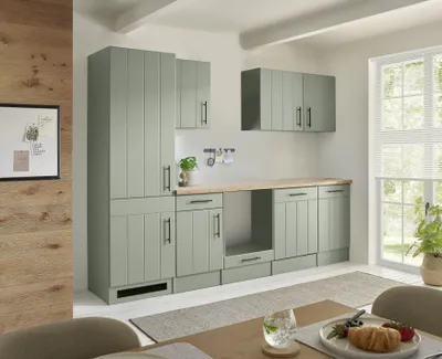 Produktbild von Küche Einbauküche Küchenzeile Landhaus Leerblock Grün Anton 280 cm Respekta