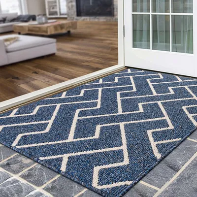 Image de Tapis de protection contre la saleté, 80 x 100 cm, bleu, antidérapant, lavable, profil bas