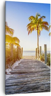 Produktbild von Bild auf Leinwand - Leinwandbild - Einteilig - Strand Palmen Fußgängerbrücke - 55x100cm - Wand Bild - Wanddeko - Wandbilder - Leinwanddruck - Bilder - Wanddekoration - Leinwand bilder - PA55x100-4171