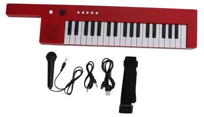 Produktbild von 37 Tasten Tastatur Klavier Tragbare Gitarre Elektronische Orgel Mini Keytar Bildung MusikinstrumentBF-3755 Rot