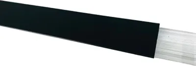 A black trim piece partially covers a clear, ribbed material, presented on a white background.