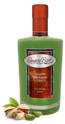 Immagine prodotto di Liquore alla crema di pistacchio, 0,7L. Prodotto artigianale di alta qualità, con un meraviglioso aroma di nocciola. Gradazione alcolica: 16% vol
