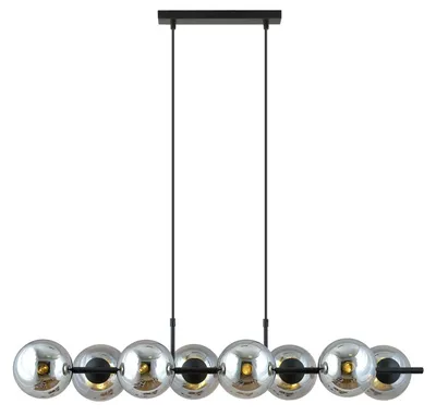 Image de Lampe à suspension RORY avec sphères en verre graphite et structure noire