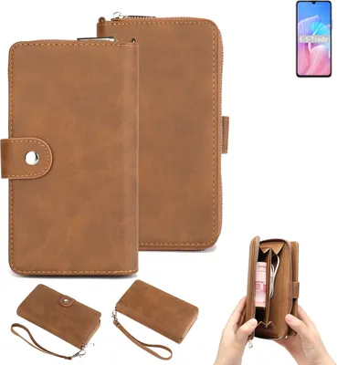 Produktbild von K-S-Trade Handyhülle Schutzhülle kompatibel mit Huawei Enjoy Z 5G & Portemonnee Tasche Handytasche Case Etui Geldbörse Wallet braun (1x)