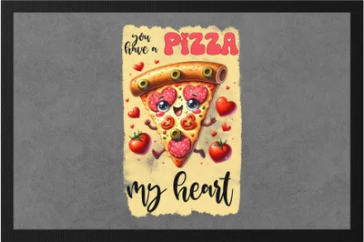 Produktbild von You Have a Pizza My Heart Fußmatte Pizza Liebe Herz Valentinstag Geschenk