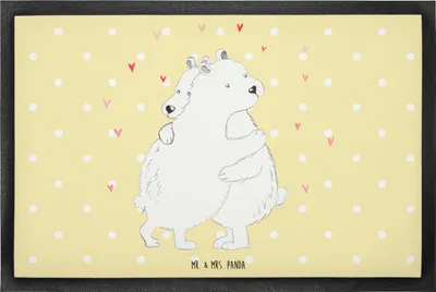 Produktbild von Mr. & Mrs. Panda Fussmatte Eisbär Umarmen 60 x 90 cm - Gelb Pastell - Geschenk, Schmutzfangmatte, Türvorleger, abstreifer, fußmatte, Schmutzmatte, Lustige Sprüche