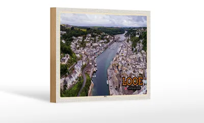 Produktbild von Holzschild Städte Looe Enlgand United Kingdom Town 18x12 cm