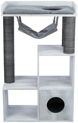 Produktbild von TRIXIE Kratzbaum mit Regalfunktion, Katzenkratzbaum, Freistehend, Grau, Polyester, Handwäsche, 11 cm