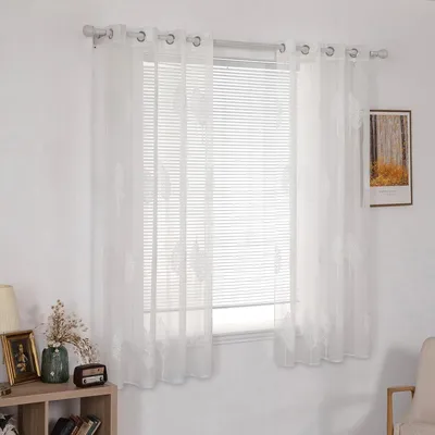 Produktbild von Transparente Voile-Vorhänge mit Blumenstickerei und Ösen, transparent1