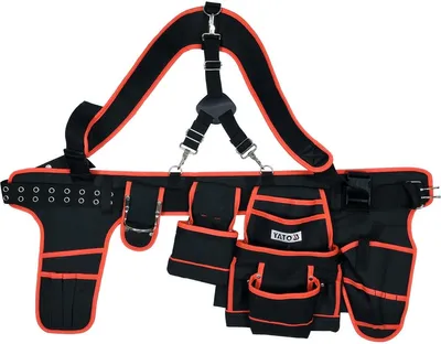 Produktbild von Yato YT-74071, Werkzeuggürtel, Schwarz, Orange, Polyester, 12 Taschen, 600 D, 130 cm