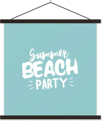 Produktbild von MuchoWow® Textilposter Blau - Sommer - Weiß 120x120 cm mit schwarzem Rahmen - Aufhängungsset