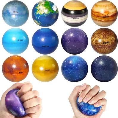 Imagen del producto de Pequeñas pelotas inflables con forma de planetas, juego de 12 unidades, fabricadas en espuma, para niños y adultos