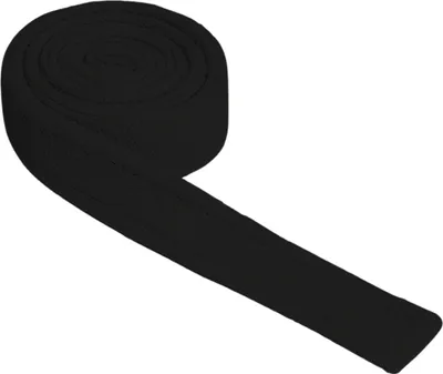 A black fabric belt, rolled up at one end and extending outwards.