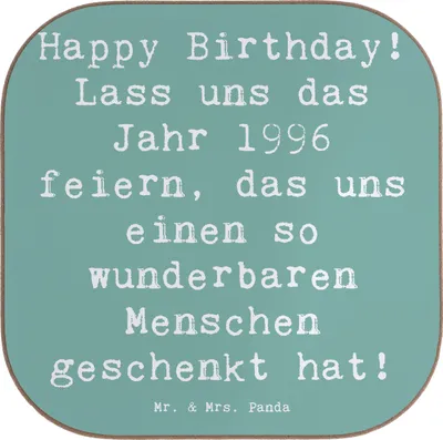 Produktbild von Mr. & Mrs. Panda Untersetzer für Gläser Spruch 1996 Geburtstag - Meeresbrise - Geschenk, Coaster, Happy Birthday, nostalgisches, Jahr feiern, Geburtstagsgeschenk, Tassen
