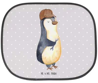 Produktbild von Mr. & Mrs. Panda Auto Sonnenblende Wenn Papa es nicht reparieren kann, sind wir am Arsch - Grau Pastell - Geschenk, Vatertag, Pinguin, Sonnenschutz Fürs, saugnapf