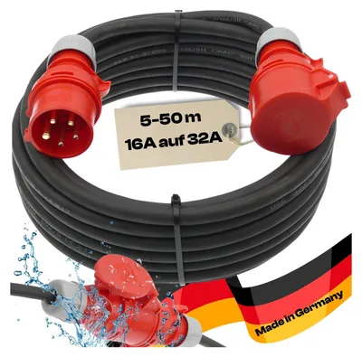 Produktbild von CEE Adapter PCE 16A Stecker auf 32A Dose 5G2,5 H07RN-F wahlw Phasenwender 5-50m, Phasenwender:nein, Länge:5m