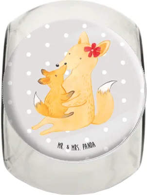 Produktbild von Mr. & Mrs. Panda Teedose Fuchs Mama L 870ml - Grau Pastell - Geschenk, Kaffeedose, Umarmen, Bruder, Mutter, Bonboniere, aufbewahrungsglas, Schoß, Lebensmittelbehälter