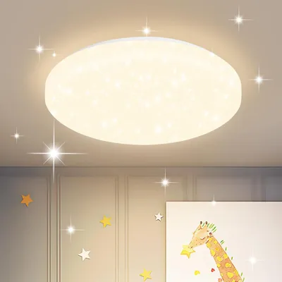 Image de ZMH Plafonnier LED Ciel étoilé Petit plafonnier rond 15W 3000K 21cm Blanc chaud Moderne pour chambre à coucher Cage d'escalier Cuisine Salon Bureau Couloir