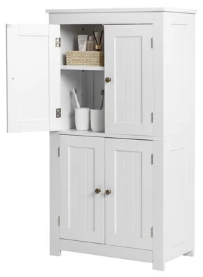 Produktbild von Badezimmerschrank Bodenstehend 4 Türen Weiß MDF