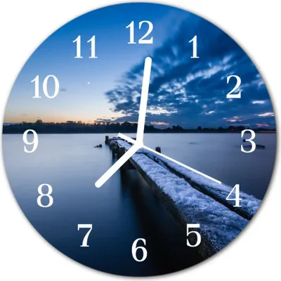 Produktbild von Glasuhr Wanduhr Küchenuhr Echt-Glas 30fi cm Landschaft blau