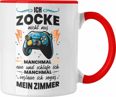 Produktbild von Trendation - Lustige Gamer Tasse Ich Zocke Nicht Nur Geschenk Zocker Lustiger Spruch Geschenkidee Jungs (Rot)