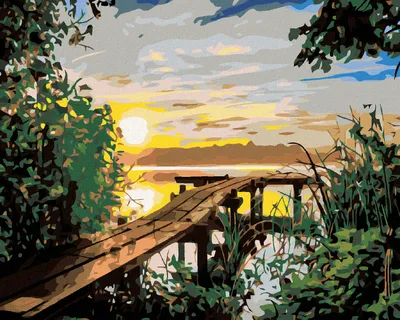 Obrázok produktu pre Zuty - Maľovanie podľa čísel - MÓLO NA JAZERE, 40x50 cm, bez rámu a bez vypnutia plátna