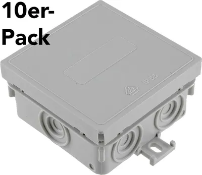 Produktbild von Feuchtraum-Kabelabzweigkasten 10er Pack 75x75x40mm IP54 7-fach grau