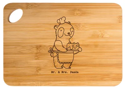 Produktbild von Mr. & Mrs. Panda Holzbrett Bär Kochen - Transparent - Geschenk, schneidbrett, Hobbyköchin, Hobbykoch, Frühstücksbrett, Schneidebrett, Brett, Hackbrett