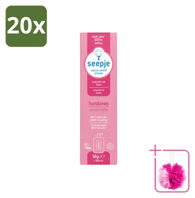 Imagen del producto de 20 recambios de jabón líquido para manos Seepje, aroma lavanda y tonka, 38 g, pack económico, 20 unidades
