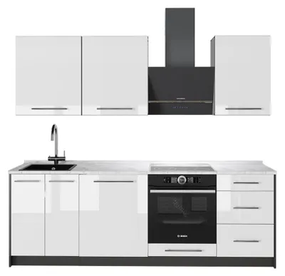 Obrázek produktu pro Kuchyňský kout Vicco Fame-Line Bílá vysoký lesk/Antracit 230 cm, PD Mramor, Model 63969
