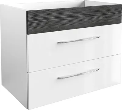 Zdjęcie produktu dla FACKELMANN SCENO szafka podumywalkowa / Szafka łazienkowa z cichym domykiem / Wymiary (szer. x wys. x gł.): ok. 80 x 65,5 x 50 cm / Szafka łazienkowa z 2 szufladami / Korpus: biały / Front: biały / Poprzeczka: Czarny