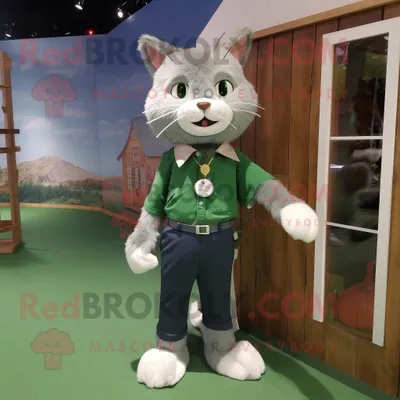 Produktbild von Waldgrüne REDBROKOLY Katze als Maskottchen kostüm bekleidet mit einem Popeline-Hemd und Fußkettchen