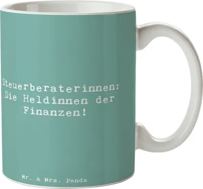 Produktbild von Mr. & Mrs. Panda Kaffeetasse Spruch Steuerberaterin Heldin - Meeresbrise - Geschenk, Liebevoll, Kaffeebecher, Beruf, Steuerberaterinnen, Geschenke für Berufstätige, Pott