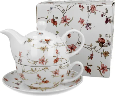 Produktbild von DUO FLORAL Tasse mit Teekanne SAFA New Bone China Porzellan
