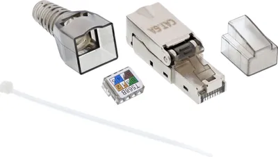 Produktbild von InLine RJ45 Stecker Cat.6A 500MHz, feldkonfektionierbar, geschirmt, Metallisch, Transparent, RJ45, Metall, 19 g, Polybag, 70 mm