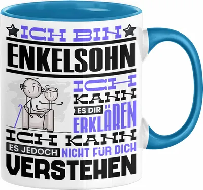 Produktbild von Enkelsohn Geschenk Kaffee-Tasse Geschenkidee für Enkelsohn Ich Bin Enkelsohn Ich Kann Es Dir Erklären Jedoch Nicht Für Dich Verstehen Spruch Lustig (Blau)
