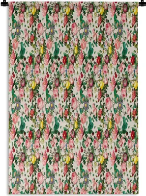 Produktbild von MuchoWow® Wandteppich Wandbehang Blumen - Rosen - Farben - Muster 120x180 cm Tapisserie Dekoration Wandtuch - Schlafzimmer - Dekorationen für das Haus