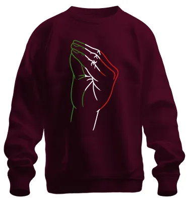 Produktbild von Italien Betende Hände Flagge Gebet Glauben Christlich Sweatshirt Pullover, Burgundy, 3XL