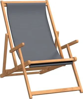 Immagine prodotto di Sdraio Pieghevole da Spiaggia in Legno Massello di Teak Grigio