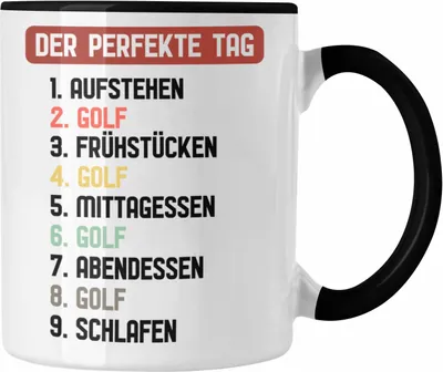 Produktbild von Trendation - Golfer Tasse Geschenk Der Perfekte Tag Golfen Golfball Geschenkidee Männer Lustig Spruch (Schwarz)
