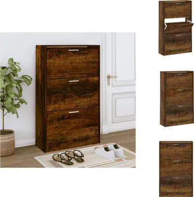 Obrázek produktu pro vidaXL Botník kouřový dub 63x24x103 cm materiál na bázi dřeva - Botníky a skříně