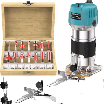 Obrázok produktu pre Elektrická fréza na obrábanie dreva, výkon 800 W, rýchlosť 30000 otáčok za minútu, sada