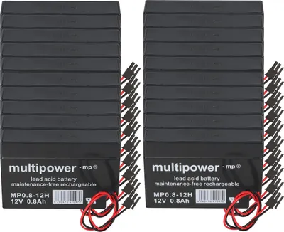 Image de 20x Multipower batterie au plomb MP0,8-12H Pb 12V 0,8Ah maison et connecteur volet roulant