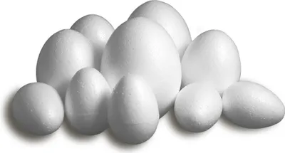 Produktbild von 10 Styroporeier 8cm Ei Styropor weiß basteln bemalen Pailletten kleben Ostern