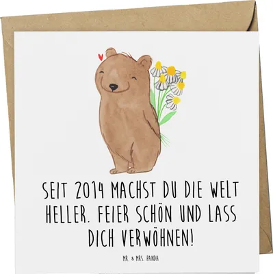 Produktbild von Mr. & Mrs. Panda Grußkarte 2014 Geburtstag - Weiß - Geschenk, Klappkarte, Happy Birthday, Geboren am, Geburtstagsgeschenk, doppelkarte, Geburtstagsfeier, Dankbarkeit