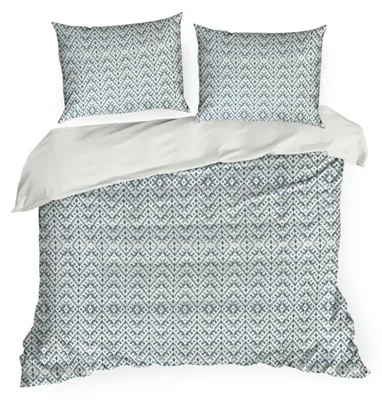Zdjęcie produktu dla EUROFIRANY | Pościel – komplet pościeli – kremowo-niebieski – 220 x 200 cm – 100% bawełna – pościel – wzór geometryczny