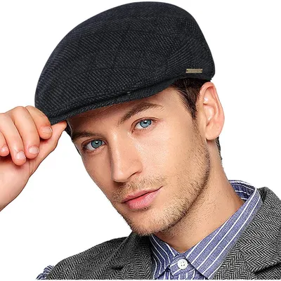 Productafbeelding van Heren pet, model Gatsby, platte cap, newsboy, universele maat, zwart-grijs